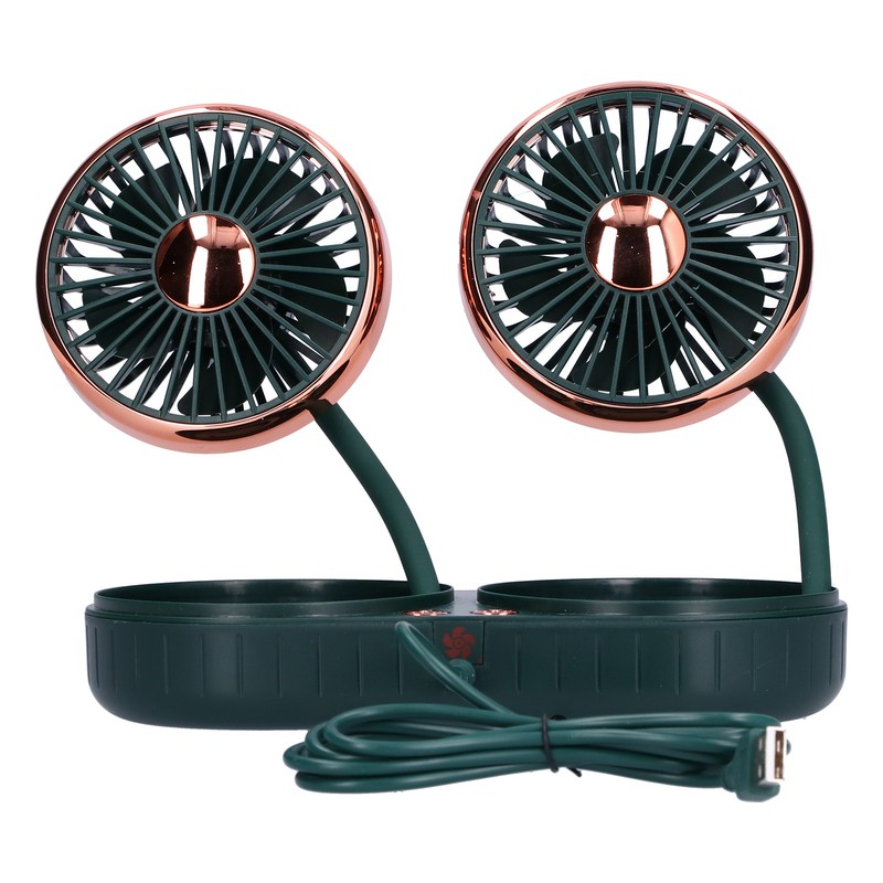 Car Fan 360° Rotatable 3 Speed DualHead USB Powered Mini