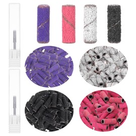 80 Pcs Sanding Bands for Nail Drill with 2 Mandrel Bits, #80#120#180#240 Nail Sanding Bands, Coarse Fine Nails Drill Bits for Acrylic Gel Manicures Pedicure Nails Accessories