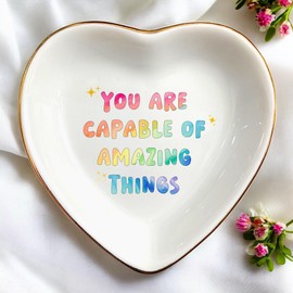 Clover89 Inspiration Retirement Ring Dish Gifts-You Are Capable of Amazing Things Jewelry Tray-Birthday,Retirement,Christmas,Thanksgiving Gift for Women,Teacher,Coworker,Friends