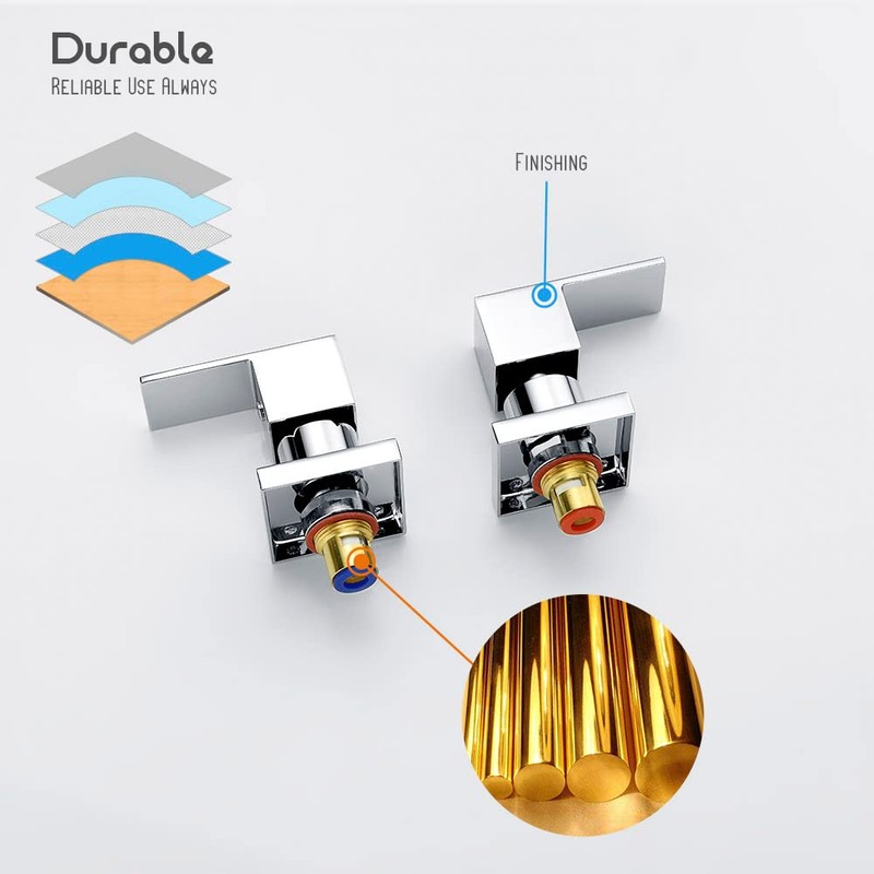 Decaura Square Shower Mixer Taps Wall Top Assemblies 1/4 Turn