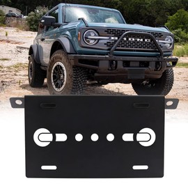 Front License Plate Bracket for Ford Bronco, Steel License Plate Holder Front Lower Bumper License Plate Mount License Plate Frames for Bronco Compatible with 2021 2022 2023 2024 Ford Bronco (Black)