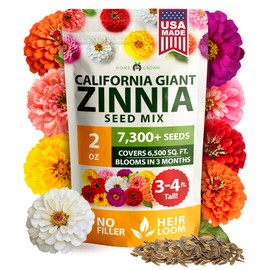 Home Grown Zinnia Seeds for 2025 - California Giant Mix - 7,300+ (2 oz) 𝗡𝗢𝗡-𝗚𝗠𝗢 𝗨𝗦𝗔 Plant Wildflower Blooms – Bulk Seeds for Planting Flowers Outside - Pollinator Gardens (Zinnia elegans)