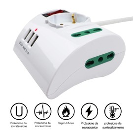 Extrastar Table Socket with USB Socket, White, 3500 W, 250 V, 3 Sockets (2 1 ITA/Schuko), 3 USB Ports, [Energy Class A+], White 3500.00 W, 240.00 V