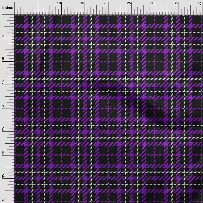 oneOone Polyester Spandex Purple Fabric Tartan Dress Material Fabric Print