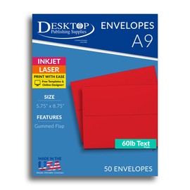 Red A9 Envelopes - 50 Envelope Pack - 5 3/4" x 8 3/4" Size