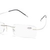 ZUVGEES Lightweight Titanium Stainless Steel Rimless Reading Glasses R1004 (Silver,