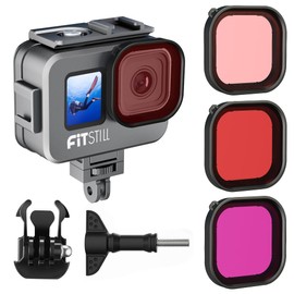 FitStill 263FT/80M Waterproof Aluminum Alloy Case for Go Pro Hero 13/12/11/10/9 Black, with 2 Cold Shoe Connectors and Tri-Color Diving Filter Hero13/12/11/10/9 Accessories