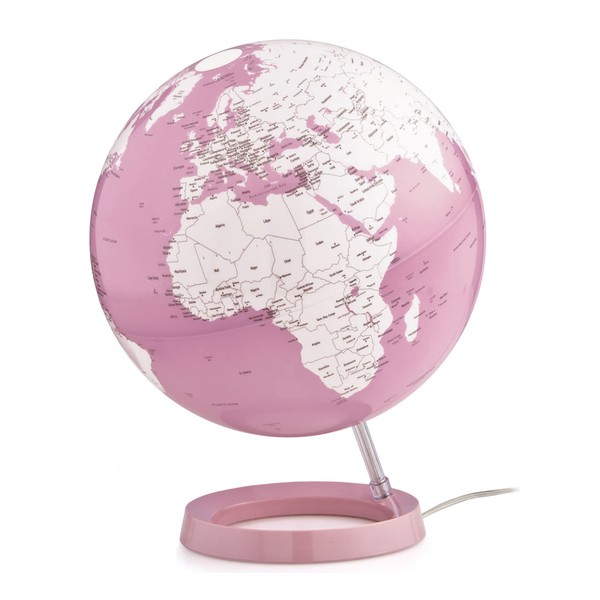 Waypoint Geographic Light & Color Globe Pink, 12" Illuminated Designer Series World Globe, Elegant, Minimalist Decorative Globe for Home and Office Décor