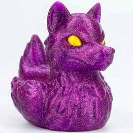 Wolf Duck 3D Printed Small Gothic Duck Figurine, Desk Duck Ornament, Spooky Home Decor, Gothic Room Decor Duck Statue, Dark Satanic Duck Figurine for Desktop Home Halloween Decor (Galaxy Purple)