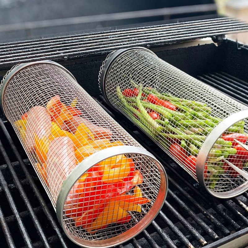Barbecue Grilling Basket Stainless Steel Heat Resistant Rust Prevention BBQ