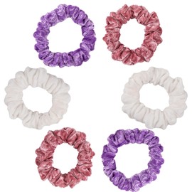 6 Mini Velvet Scrunchies for Women & Girls - Soft Hair Scrunchies, Perfect for Stylish Hair Accessories - Velvet Scrunchies for Women, Hair Scrunchies for Girls (White+Pink+Lavender)