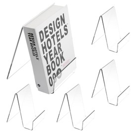 Acrylic Bookends, Pack of 5, 10 x 11.5 x 13 cm, Slanted Book Holder, Transparent, Bookend for Shelf, Book Stand for Books, Photos, DVDs, Organization, Book Stand for Children, School, Office