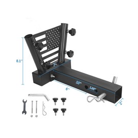 Heavy Duty Dual Hitch Flag Pole Holder Fits 2" Trailer Receiver, Truck Hitch Flag Pole, Universal Flag Pole Mount Compatible with Car, Truck, SUV, Pickup, Camper & Trailer