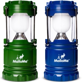 MalloMe Camping Lantern Green Blue 2 Pack Lanterns for Power Outages, Camping Lights for Tent Hanging, Camp Light Tent Lamp Emergency Battery Powered LED Lantern (Rechargeable Batteries Not Included)