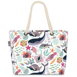 VOID Sea Animals Fish Children's Beach Bag Shopper 58 x 38 x 16 cm 23L XXL Shopping Bag Travel Bag Beach Bag, multicoloured, Casual