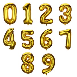 JWMY Number Balloons, Number 0, Gold, Big Size, 35.4 inches (90 cm), Number Balloons, Foil Balloons, Party Balloons, Party Balloons, Birthday Party Decorations, Gold Balloons (Gold, #0)