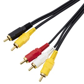 Maxar Electric Simple Packaging Video Cord, 2 Pin to 3 Pin RCA Cable, 6.6 ft (2 m), Gold Plug, Monaural Audio, TV, VCR, Game Consoles, etc
