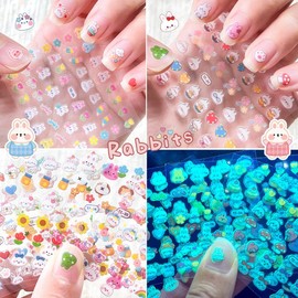 Nail sticker cute character rabbit luminous large capacity 30 sheets / 네일스티커 귀여운 캐릭터 토끼 야광 대용량 30장