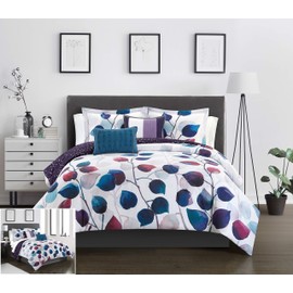 Chic Home Anais 5 Piece Reversible Comforter Set Contemporary Watercolor Floral Theme Design Bedding - Decorative Pillows Shams Included, King, Multi Color