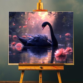 OKSGYTA Paint by Numbers, Swan Swimming in Twilight, Adult Crafts Adult Paint by Number Kits, Arts Crafts for Home Decor (No Frame, 16x20 Inch)