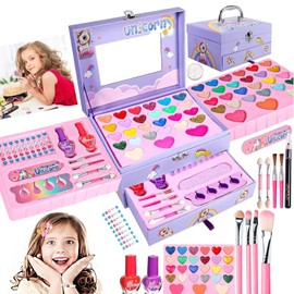 JFHBSS 47 En 1 Maquillaje Lavable para Nias, Seguro y No Txico, Hipoalergnico, Protege la Piel de Las Nias de los Daos, Satisfacer la Curiosidad de...