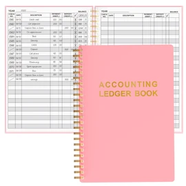 Accounting Ledger Book - A5 Check Register for Small Businesses & Personal Use, Account Book for Tracking Money, Expenses, Deposits & Balance, 5.8" x 8.6" (Pink)
