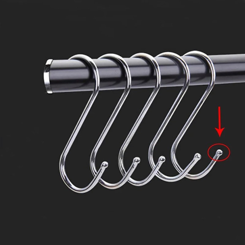 10-Pack S Shaped Hooks,Stainless Steel Metal Hangers for Home,Office,Work Shop