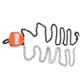 kimllier Manual Chain Hoist 10 Feet Double Pawl Brake 1 Ton Orange Carbon Steel Fit for Garage Factory Dock