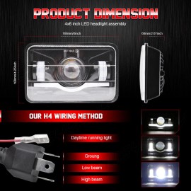 CHUSYYRAY 4PCS 4x6'' Chrome LED Headlights Hi/Lo For Freightliner 1988-2010 FLD120 FLD112