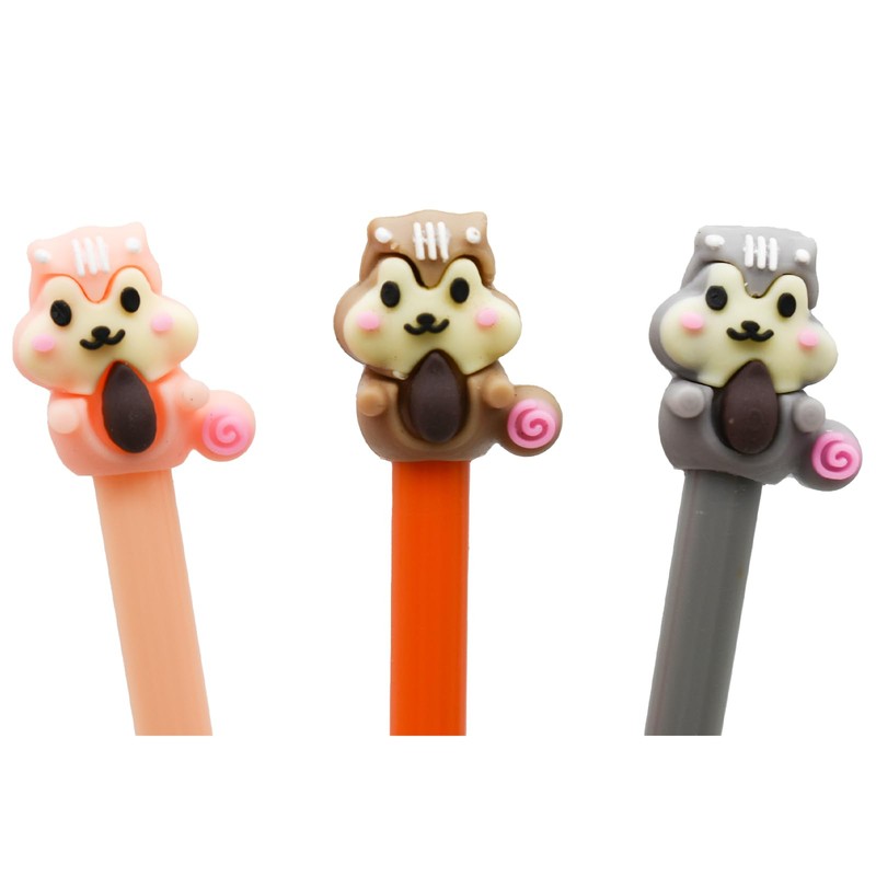 Lopenle 12PCS Cute Squirrel Pens Novelty Animal Gel Pens Nuts