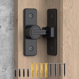 90 Degree Flip Barn Door Lock, Heavy Duty Gate Latches Flip Latch Safety Door Bolt Latch Lock, Sliding barn Door Lock Gate Latch Lock Suitable for Garden, Bathroom, Garage (1 Pack Matte Black)