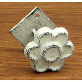 IWGAC Flat Flower with base Set of 6 White Home Garden Rustic Cabin Decor