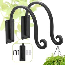 Lifyzoon Heavy Duty Plant Hanger Bracket (8"/Black) Outdoor Hand-Forged Hanging Plant Bracket Durable and Stable Bird Feeder Hanger