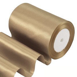 4 Inch Wide Champagne Gold Ribbon 22m,10cm Champagne Gold Satin Ribbon Fabric Large Solid Satin Ribbon,Polyester Ribbon for Gift Wapping,Door,Chair,Window,Wedding Car,Christmas Tree Decoration