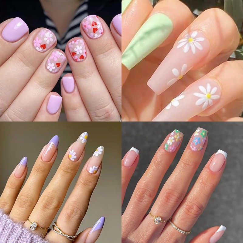 Nagelsticker Set Gänseblümchen, 6 Stück, Selbstklebende Blumen Aufkleber