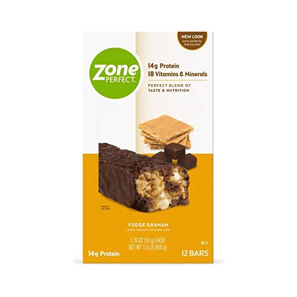 Zone Perfect Protein Bars 14g With Vitamins Minerals Great Taste Guaranteed Bars, Fudge Graham, 36 Count