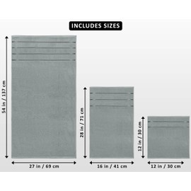 Utopia Towels 8 Piece Luxury Towel Set, 2 Bath, 2 Hand, and 4 Wash Cloths, 600 GSM Ring Spun Cotton, Highly Absorbent Viscose Stripe Towels, Ideal for Everyday use, Cool Grey