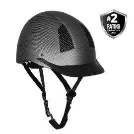 TuffRider Starter Carbon Fiber Print Horse Riding Helmet | Comfortable ABS SEI-Certified Protective Equestrian Head Gear-Black-Large