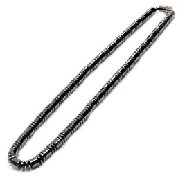 Accents Kingdom Men's Magnetic Hematite Drum Therapy & Healing Stone with Bead Necklace, 20"