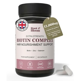 Biotin Hair Growth Capsules for Women - 3-Ingredient Formula with Zinc and Selenium, High Strength 12000mcg Biotin - Vegan, Made in UK - Hair Vitamins for Hair Recovery Support - 4 Months Supply