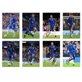 Set of 20 Individual Chelsea 2024/5 Football Players Signed 6X4 Inch Photo Prints With Pre Printed Signatures That Would Make A Great Gift For Any Fan.