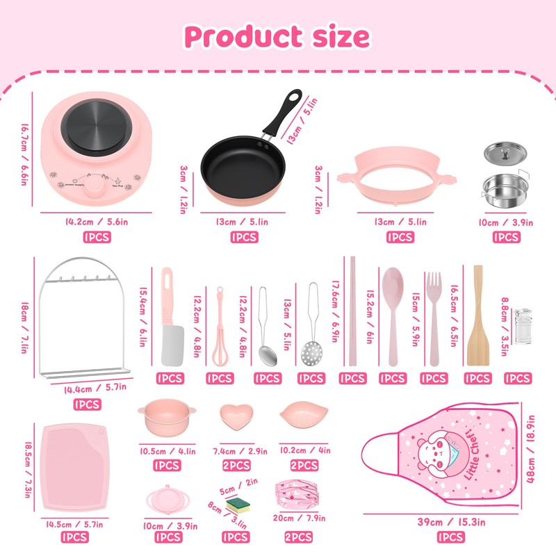 Gotoofun Kids Cooking Set Real for Beginners, 28PCS Mini Kitchen