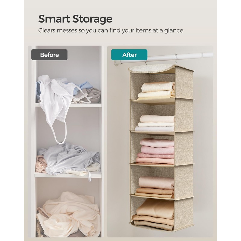 SONGMICS Hanging Closet Organizer, Hanging Storage Shelves, Hanging Closet Shelves,