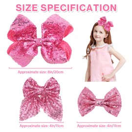 5Pcs Sparkly pink Hair Bows for Girls,Glitter Enchanting Fairy Fashion Sequin Bow Alligator Clips Hair Accessories for Girls Toddlers Kids Children Teens