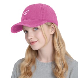 Epsoco Vintage Washed Baseball Cap Women Adjustable Distressed Cotton Cute Embroidered Ladies Trucker Hats for Outdoor Sport Travel Rose-A