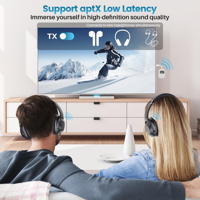 YMOO Bluetooth 5.4 Transmitter Receiver for Airplane, Wireless Bluetooth Adapter