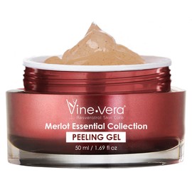 Vine Vera Merlot Facial Peeling Gel - Face and Body Scrub - Exfoliating Gel for Dry, Sensitive, Mature Skin - Face Peel with Resveratrol - 1.69 Fl Oz