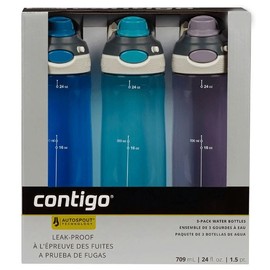Contigo Autospout Water Bottle 709ml X 3 (Purple, Teal, Blue)