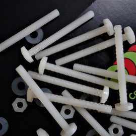 50 x Nylon Flat Head Cross Head Plastic Machine Screws M4 x 40mm Plastic Screws Nuts & Washers