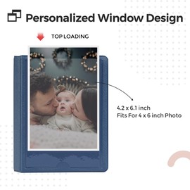 Dawnhua Small Photo Album 4x6 Photo 36 Pockets Plastic Customizable Cover, Mini Portable Photo Book 4x6 Pictures for Wedding Family and Travel (Blue)